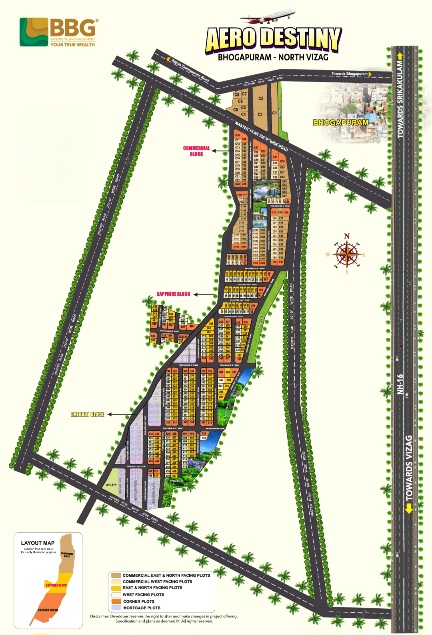 Aero Destiny layout plan for VMRDA approved plots in Bhogapuram near Vizag Airport