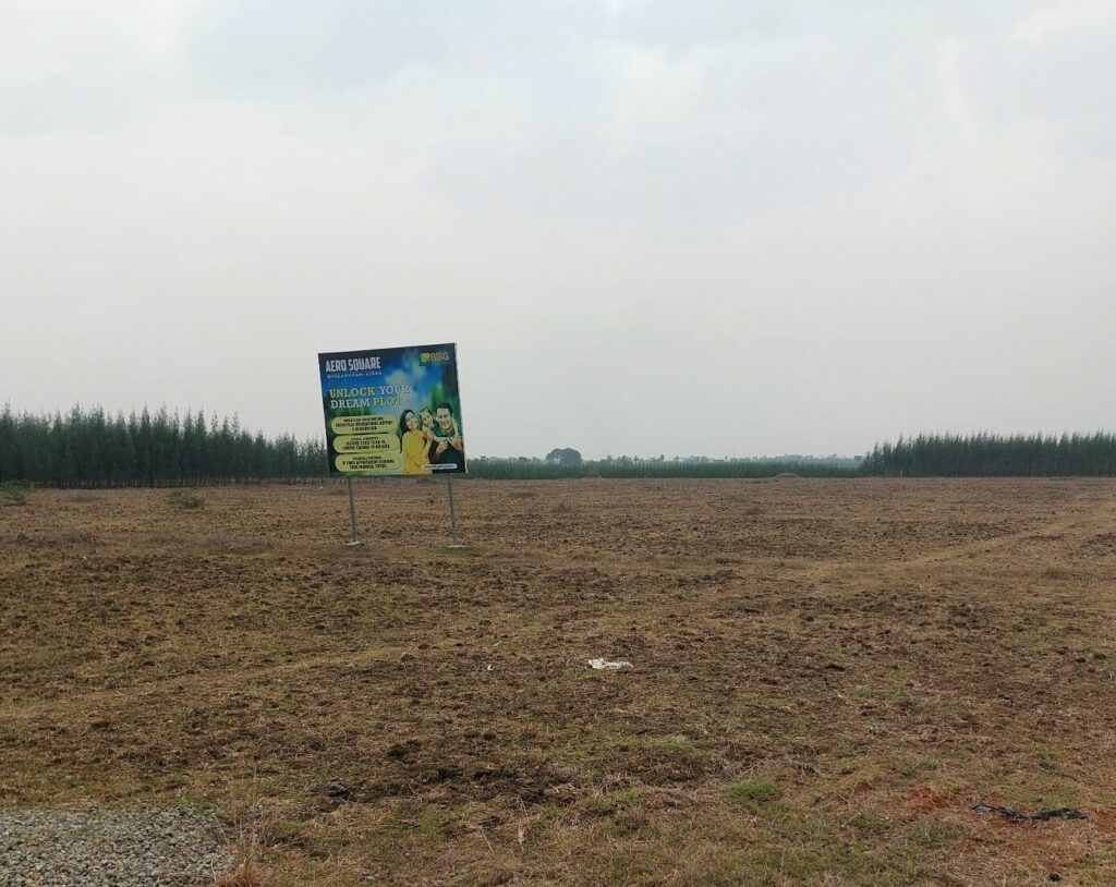 Open land area at Aero Square project near Bhogapuram Airport in Vizag