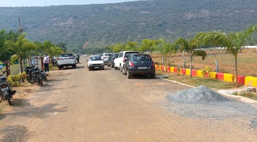 VMRDA-approved residential plots in Atchutapuram with developed internal roads and scenic hill surroudings