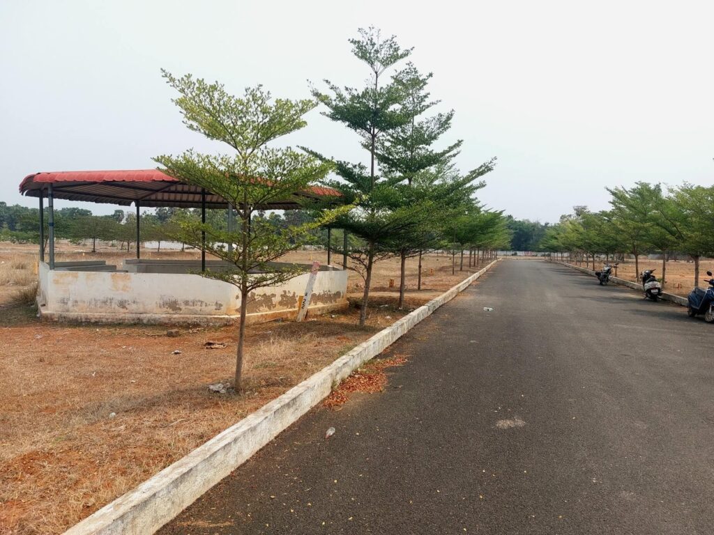 Premium plotted layout with developed internal road at Aero City project in Bhogapuram, Vizag