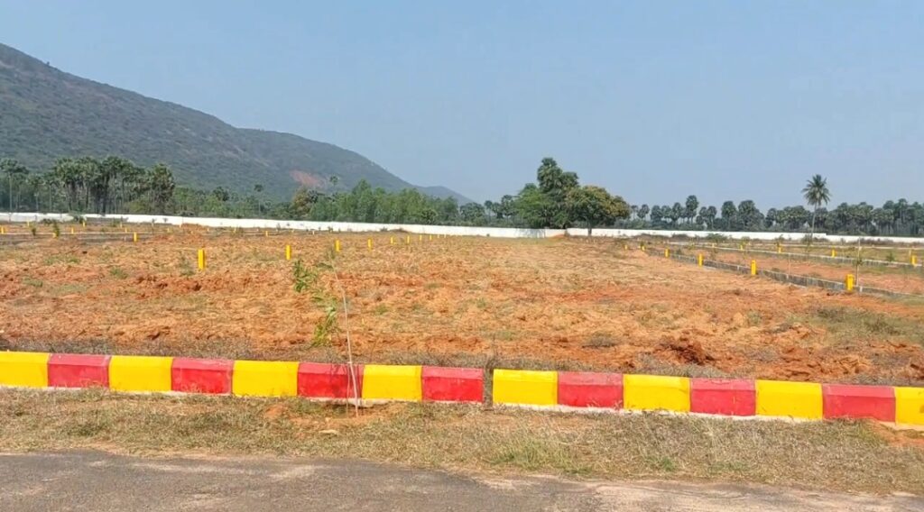 Vizag VMRDA plots in Atchutapuram with clear layout development and hill surroundings