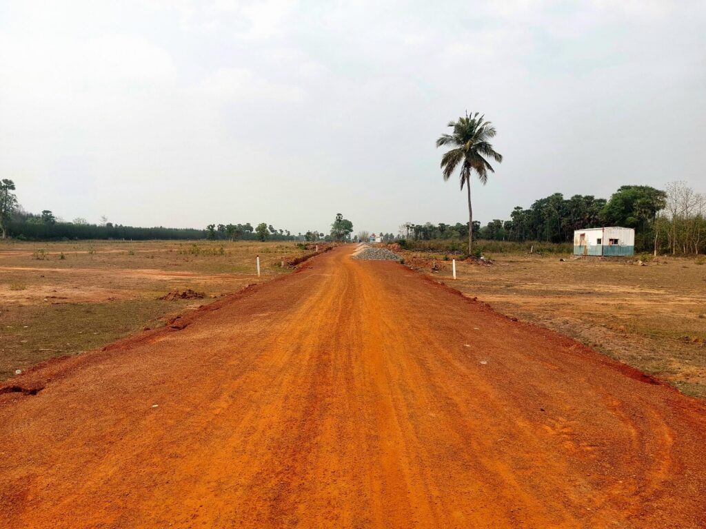 Internal layout road development at Aero Destiny Bhogapuram plotted project in North Vizag