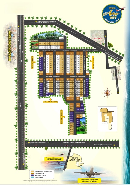 Aero City layout plan for VMRDA approved plots in Bhogapuram near Vizag Airport
