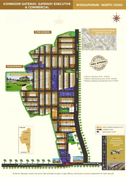 Kohinoor Gateway layout plan for VMRDA approved plots in Bhogapuram near Vizag Airport