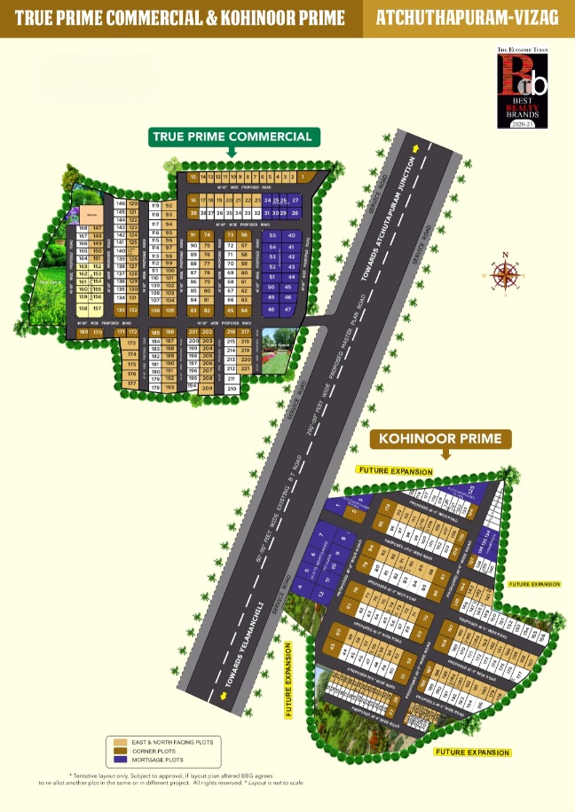Kohinoor Prime layout plan for VMRDA approved plots in Atchutapuram near Vizag