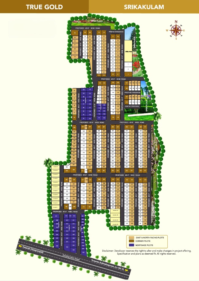True Gold layout plan for residential plots in Cheepurupalli near Srikakulam