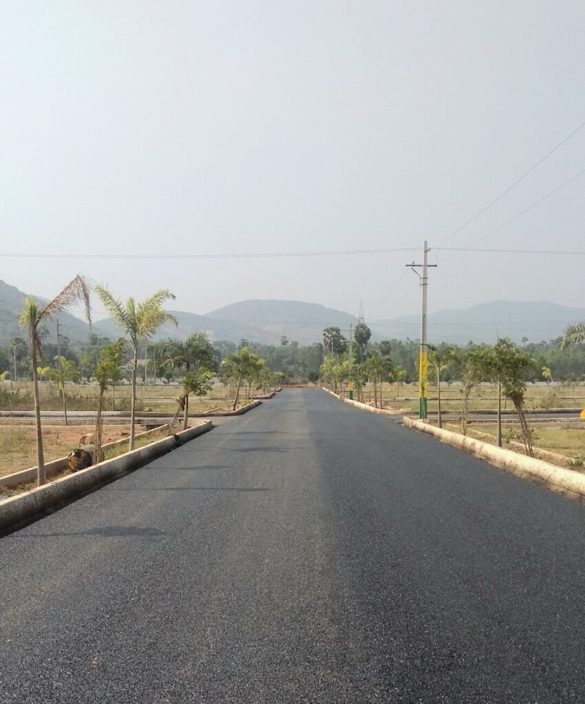 Developed road leading to one of the best VMRDA Approved Plots in Vizag