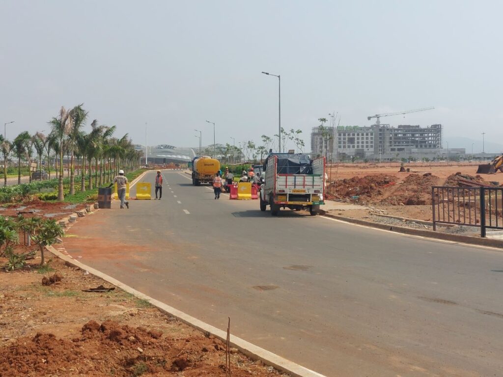 Approach road to Bhogapuram International Airport close to VMRDA approved plots