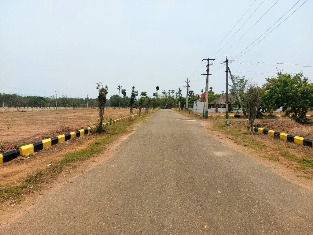 Developed internal road in a premium VUDA and VMRDA Approved Plots layout in Vizag