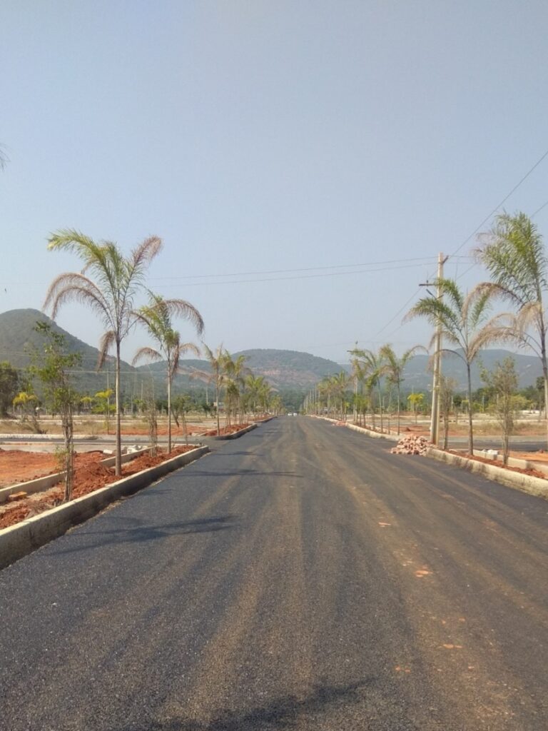 Internal black top road at True Residency Near Tarluvada, VMRDA Approved Open Plots in Anandapuram