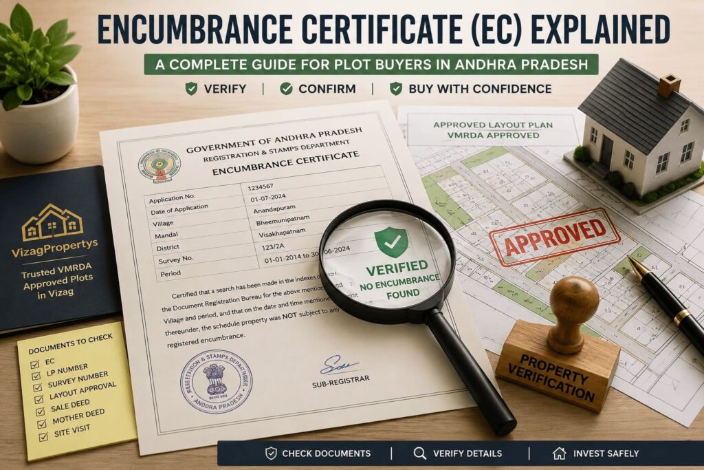 Encumbrance Certificate (EC) guide for buyers of VMRDA Approved Plots in Vizag and Andhra Pradesh.